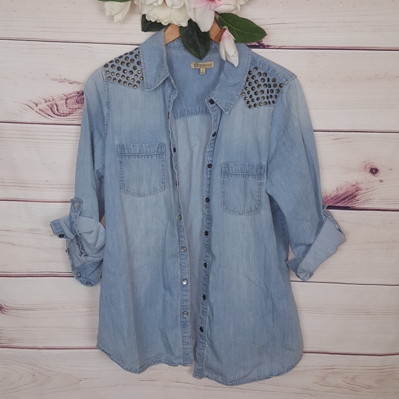 Democracy Tops - Democracy | Embellished Studded Buttoned Shirt